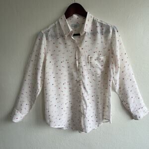 Rails Kate Etoiles Star Print Silk Button Front Shirt Small 100% Silk